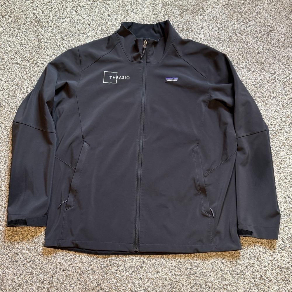 Patagonia Jacket Mens 2XL Black Adze Softshell Windbreaker Outdoor Hiking Logo